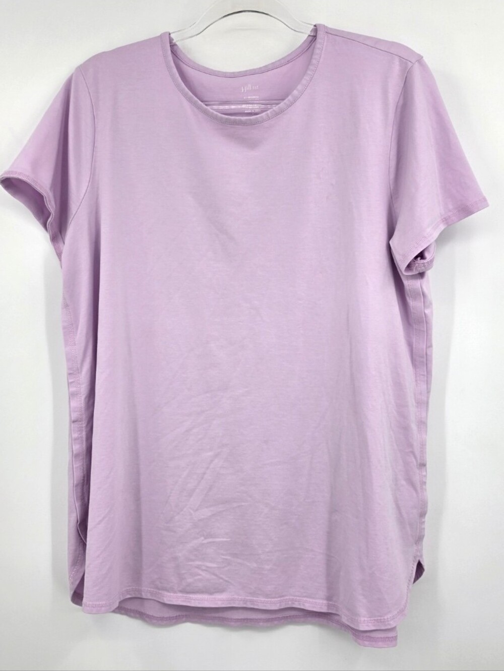 J. Jill Fit Progress Shirttail Tee Large Lavender Short Sleeve